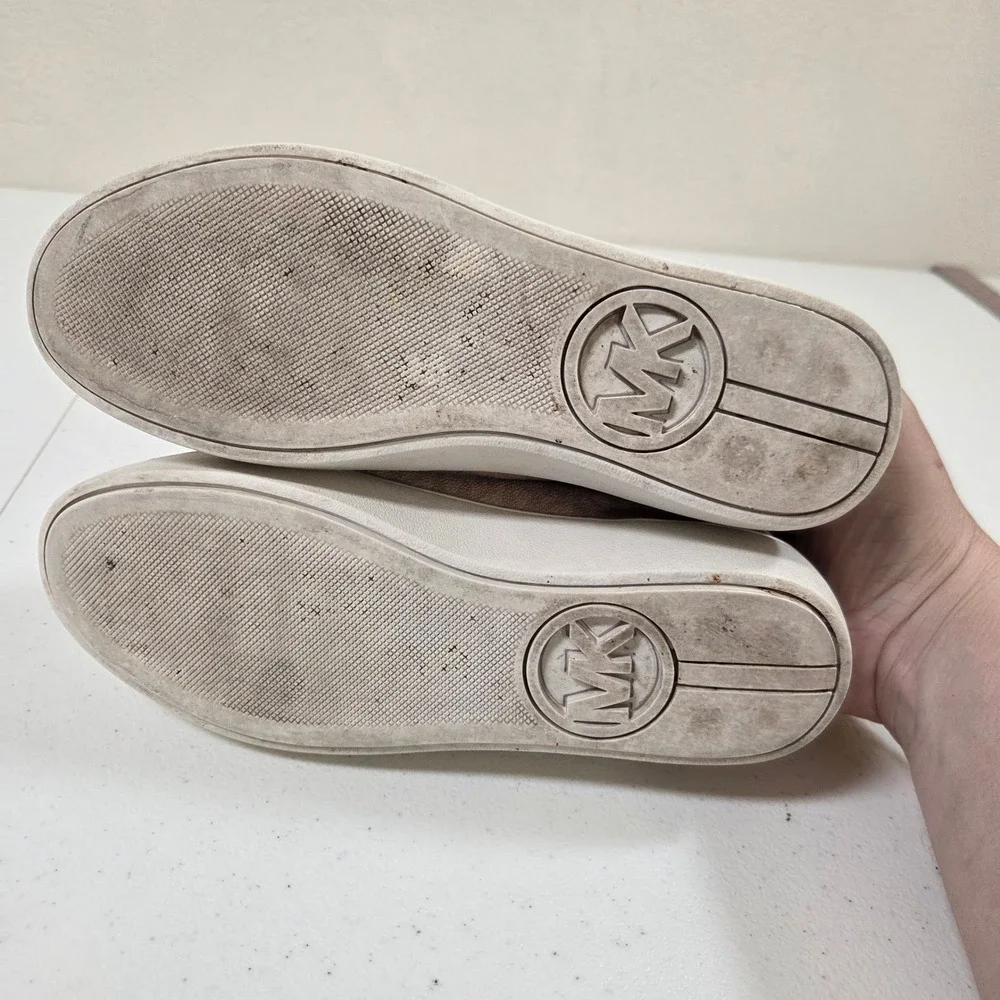 Michael Kors Poppy Soft Pink Monogram Platform Sneakers Womens 6.5M LS22F‎